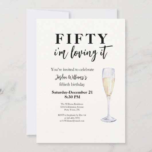 Invitation Elégant Simple I'm Loving It 50th Birthday (Devant)