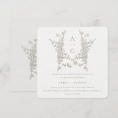 Invitation Élégant simple Mariage de monogramme de crête bota (Devant / Derrière)