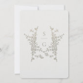 Invitation Élégant simple Mariage de monogramme de crête bota (Dos)