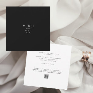 Invitation Élégant & Simple Mariage Moderne B/N Carré II