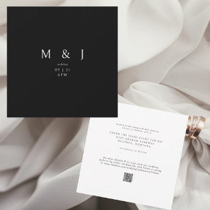 Invitation Élégant & Simple Mariage Moderne B/N Carré III
