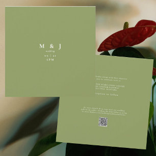 Invitation Élégant & Simple Mariage Moderne Vert Mousse Carré