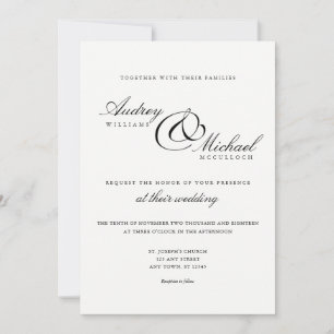 Invitation Élégant simple Mariage noir et blanc