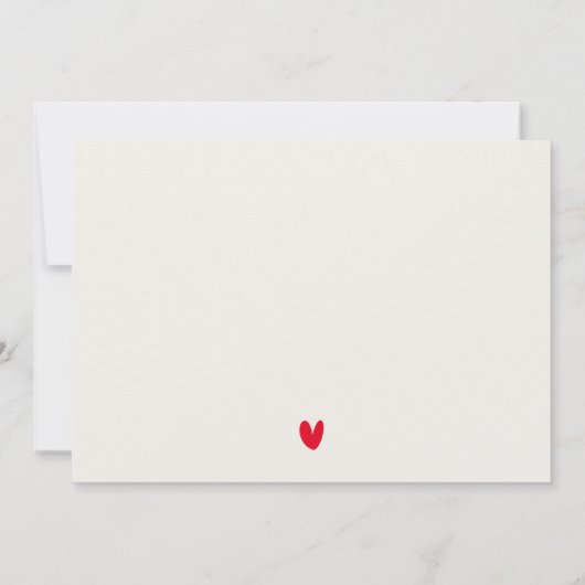 Invitation Élégant Simple Minimal Red Heart Script Fiançaille (Dos)