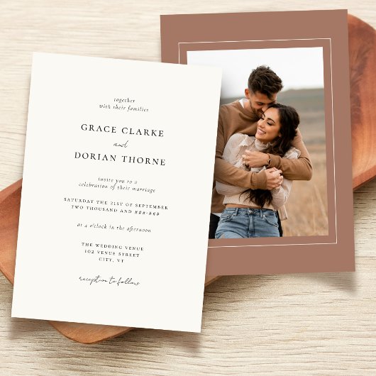 Invitation Elégant simple Mocha Mocha Mousse Mariage photo