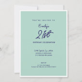 Invitation Elegant Simple Modern Mint 21st Birthday Party (Devant)