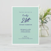 Invitation Elegant Simple Modern Mint 21st Birthday Party (Debout devant)
