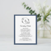 Invitation Elegant Simple Modern Navy Blue Détails du Mariage (Debout devant)