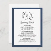 Invitation Elegant Simple Modern Navy Blue Détails du Mariage (Devant / Derrière)