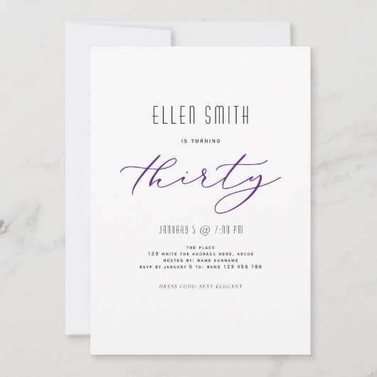 Invitation Élégant, simple, moderne, 30e anniversaire (Devant)