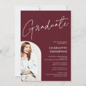 Invitation Elégant simple moderne bordeaux photo graduation (Devant)