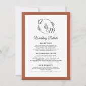 Invitation Elégant Simple Moderne Brûlé Orange Détails Mariag (Devant)