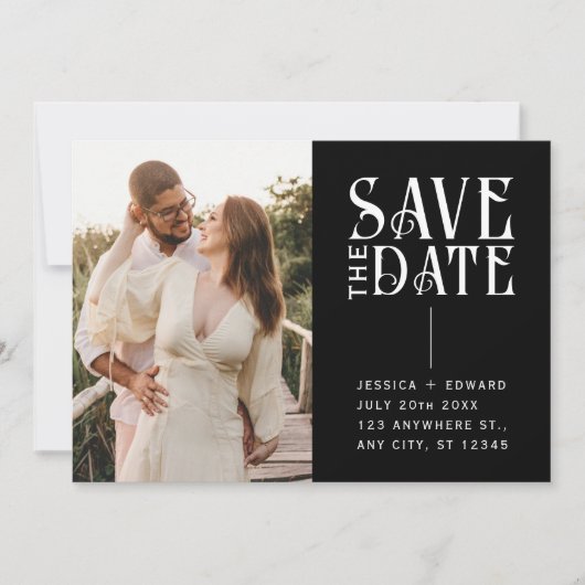 Invitation Élégant Simple Moderne Mini Script Photo Noir (Devant)