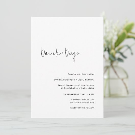 Invitation Élégant simple moderne QR Code Mariage RSVP (Debout devant)
