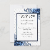 INVITATION ELEGANT SIMPLE MOTIF FLORAL MARINE RSVP (Devant)