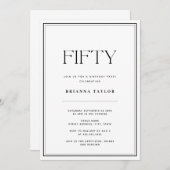 Invitation Elégant Simple Noir & Blanc 50e anniversaire (Devant / Derrière)