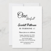 Invitation Elégant Simple Noir Et Blanc Moderne 1er Anniversa (Devant)