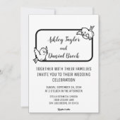 Invitation Elégant Simple Noir Et Blanc Oiseaux Chic Mariage (Devant)