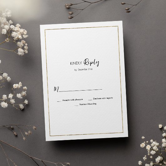 Invitation Elégant simple or blanc minimaliste RSVP