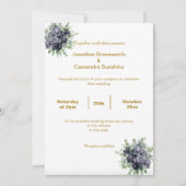 INVITATION ÉLÉGANT SIMPLE OR BLEU BLOSSOM MARIAGE (Devant)