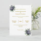 INVITATION ÉLÉGANT SIMPLE OR BLEU BLOSSOM MARIAGE (Debout devant)