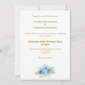 INVITATION ÉLÉGANT SIMPLE OR BLEU FLORAL OR MARIAGE (Devant)
