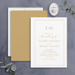 Invitation Élégant Simple Or Formal Mariage<br><div class="desc">Bienvenue au jour le plus important de votre vie ! Votre jour de mariage ! Vous rêvez de ce jour depuis que vous êtes une petite fille et maintenant c'est enfin là. L'Elegant Simple Gold Formal Monogram Faire-part de mariage est la meilleure façon de commencer votre voyage dans le mariage....</div>