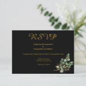 INVITATION ÉLÉGANT SIMPLE OR NATIF NOIR RSVP  (Debout devant)