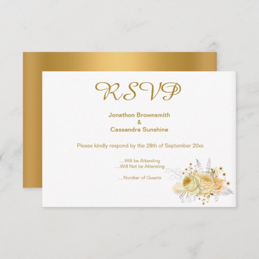 INVITATION ELEGANT SIMPLE OR OR OR FLORAL OR RSVP (Devant / Derrière)