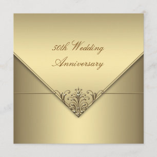 Invitation Élégant Simple Or Pur 50e Anniversaire de Mariage