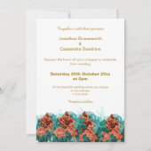 INVITATION ÉLÉGANT SIMPLE OR ROUGE FLORAL SIMPLE MARIAGE (Devant)