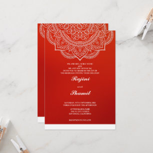 Invitation Élégant simple orange rouge marguerite indienne hi