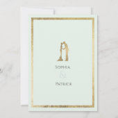 Invitation Élégant simple pastel vert anneaux d'or Mariage (Dos)