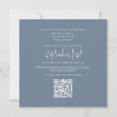 Invitation Elégant simple photo Dusty bleu QR Code RSVP (Dos)