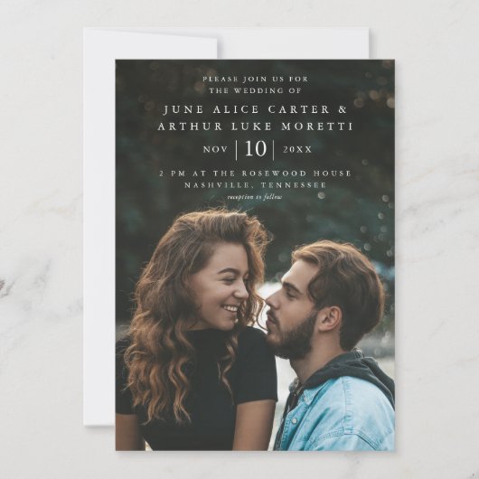 Invitation Élégant simple photo QR Code RSVP Mariage (Devant)