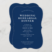 Invitation ELEGANT simple répétition moderne dîner marine ble (Devant / Derrière)