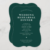 Invitation ÉLÉGANT simple répétition moderne dîner vert foncé (Devant / Derrière)