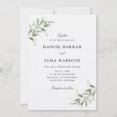 Invitation Elegant Simple Rustic Botanical Greenery Wedding (Devant)