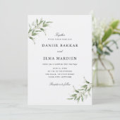 Invitation Elegant Simple Rustic Botanical Greenery Wedding (Debout devant)