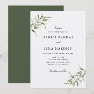 Invitation Elegant Simple Rustic Botanical Greenery Wedding