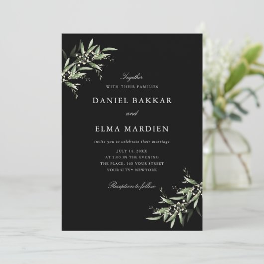 Invitation Elegant Simple Rustic Botanical Greenery Wedding (Debout devant)