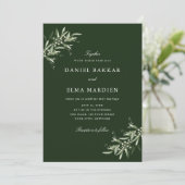 Invitation Élégant Simple Rustique Botanique Verdure Mariage (Debout devant)