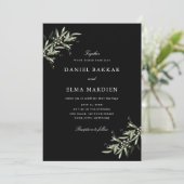Invitation Élégant Simple Rustique Botanique Verdure Mariage (Debout devant)