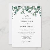 Invitation Elégant simple Rustique Eucalyptus Mariage de verd (Devant)