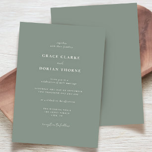 Invitation Élégant Simple Sage Green Neutral Classic Mariage