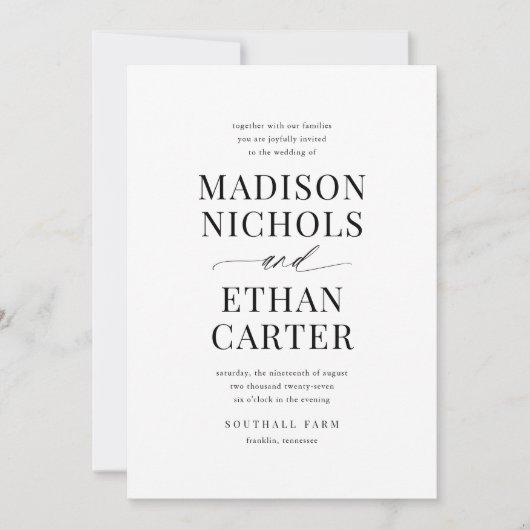 Invitation Élégant Simple Script Calligraphie Mariage photo (Devant)