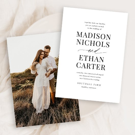 Invitation Élégant Simple Script Calligraphie Mariage photo