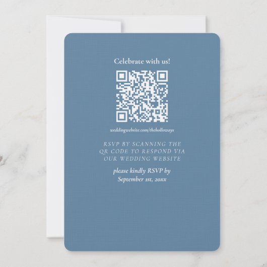 Invitation Elegant Simple Script Dusty Blue Wedding (Dos)