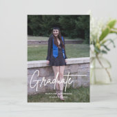 Invitation Élégant Simple Script Graduate Photo Graduate (Debout devant)