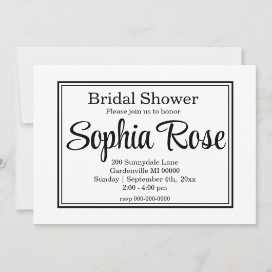 Invitation Elegant Simple script nuptiale douche (Devant)